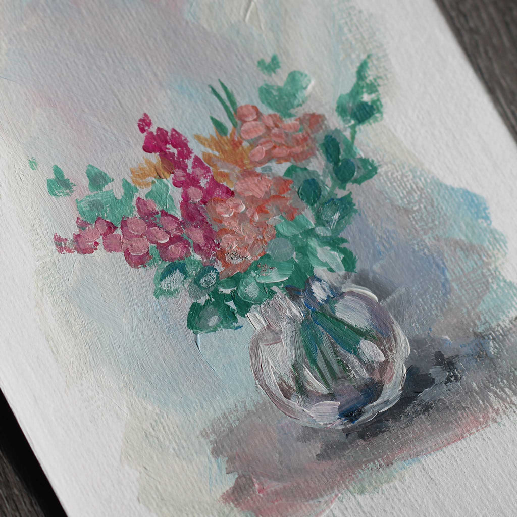 Original Acrylgemälde "Gladiolen und Eukalyptus"