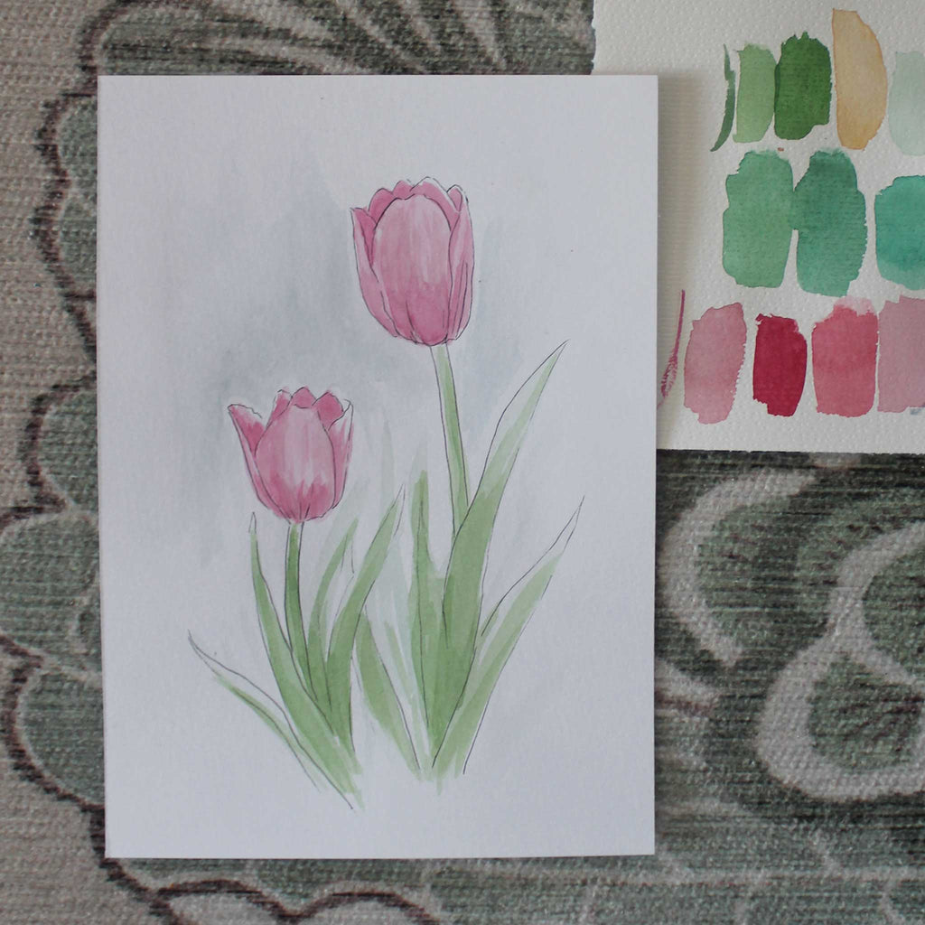 Original Aquarellgemälde "Tulpenportrait"