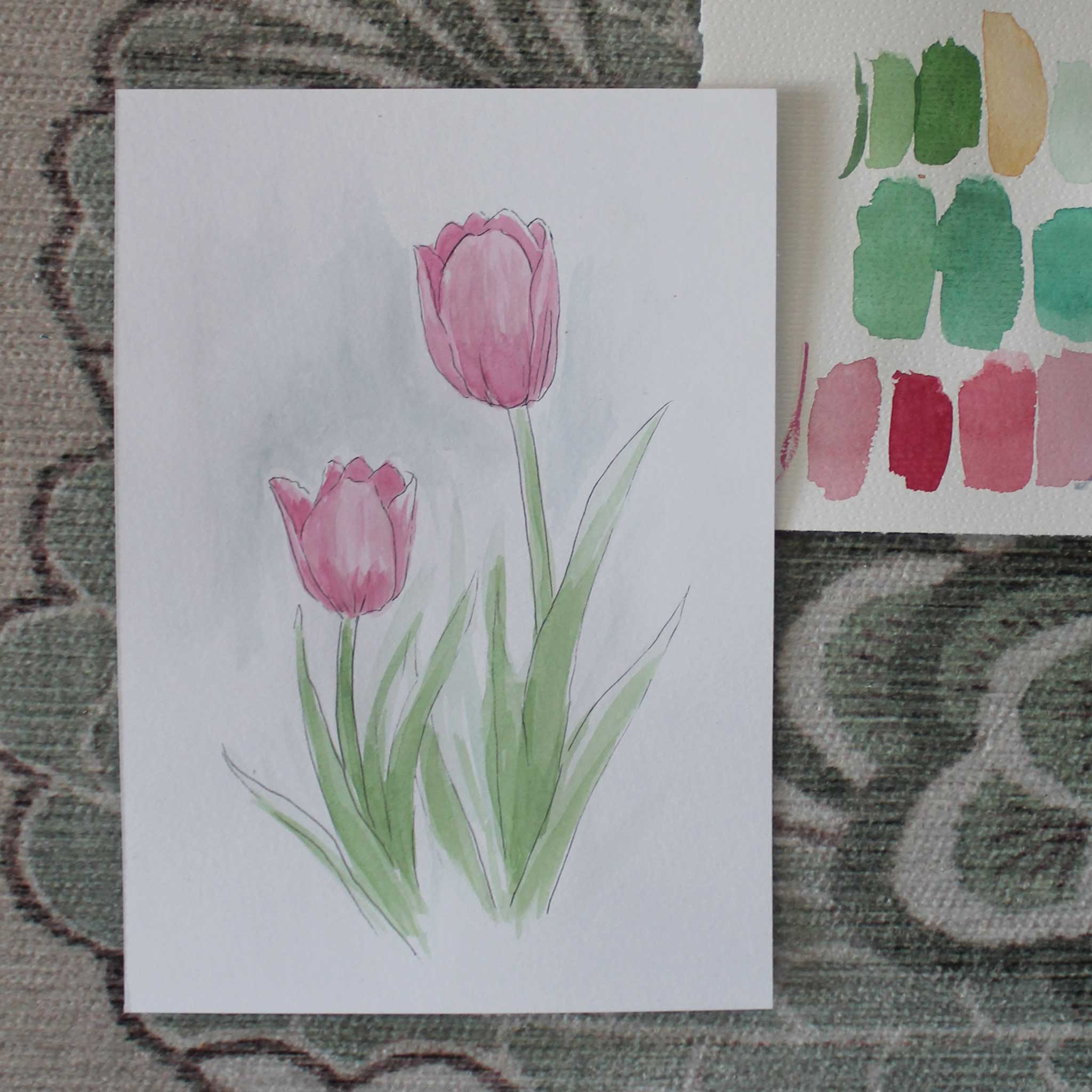 Original Aquarellgemälde "Tulpenportrait"