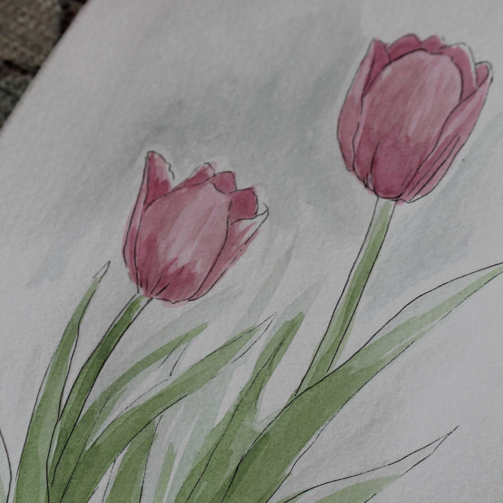 Original Aquarellgemälde "Tulpenportrait"