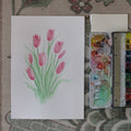 Original Aquarellgemälde "Rosa Tulpen"