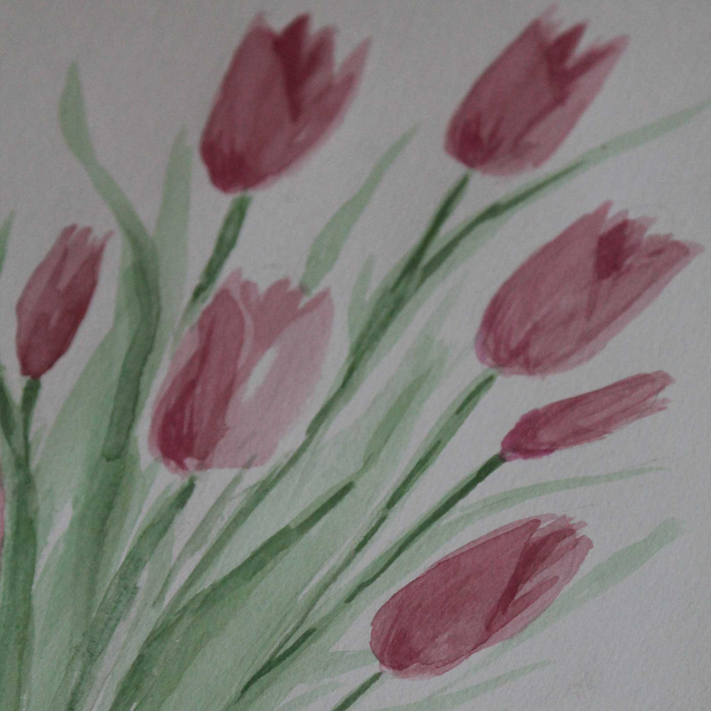 Original Aquarellgemälde "Rosa Tulpen"