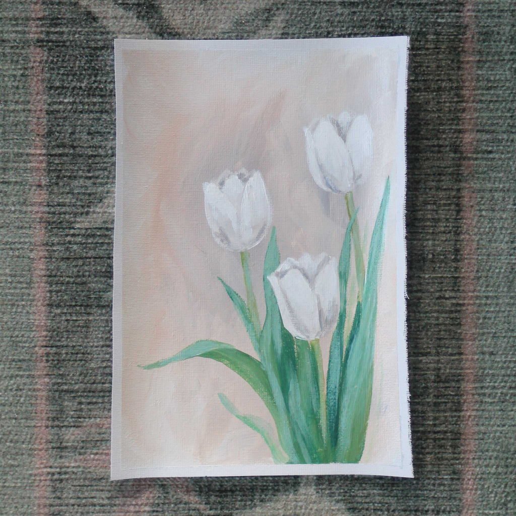 Original Acrylgemälde "Drei weiße Tulpen"
